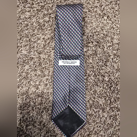 FRATELLI MODA 100% SILK HANDMADE ITALY MENS TIE GEOMETRIC - Picture 5 of 5